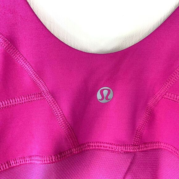 Lululemon Womens Tank Size 4 Tame Me Fuschia Pink Luxtreme Mesh Cinch Cord - Picture 4 of 6
